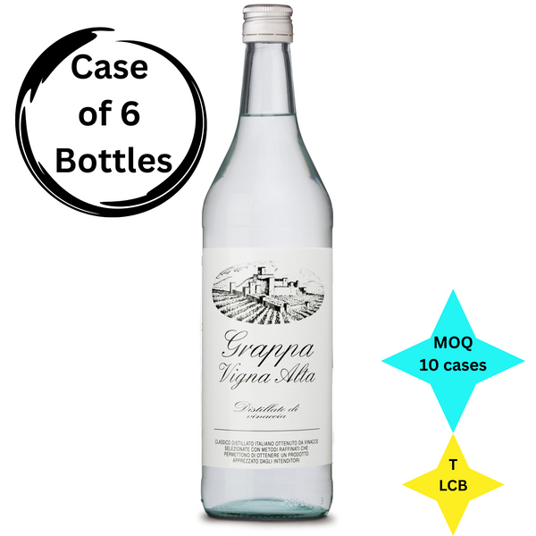 Grappa Vigna Alta 6X1L 38%Vol.- Price X bottle £17.99 - MOQ 10 Cases