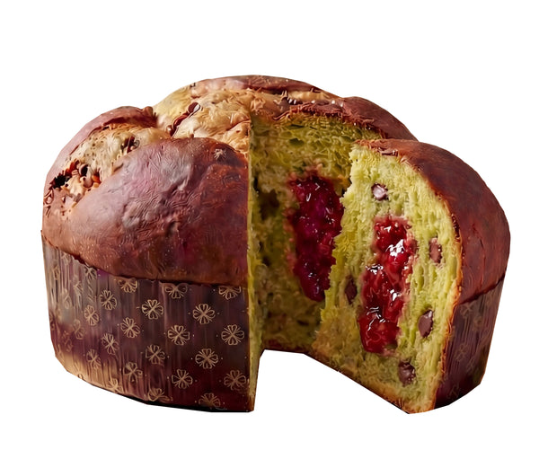 Vergani Milano Tokyo style Chocolate Panettone with Strawberry cream & Matcha 800g in Elegant Cardboard Box