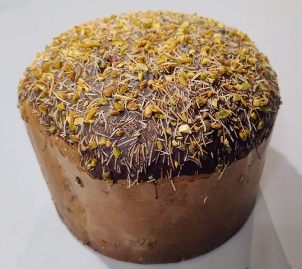 Vergani Milano Dubai style Chocolate Panettone with Pistachio cream & Kadayif 800g in Elegant Cardboard Box