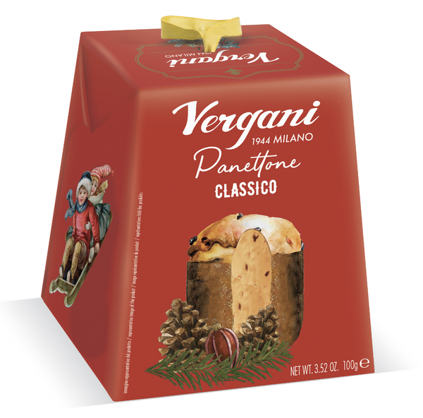Vergani Milano Gift Box Mignon in Elegant Cardboard Box | Classic Panettone 100g + Pear&Chocolate Panettone 100g + Chocolate Panettone 100g + Pandoro 80g | 380g