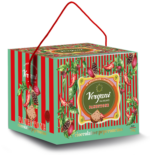 Vergani Milano Chocolate & Chili Panettone 750g in Elegant Cardboard Box | Calabria Essence