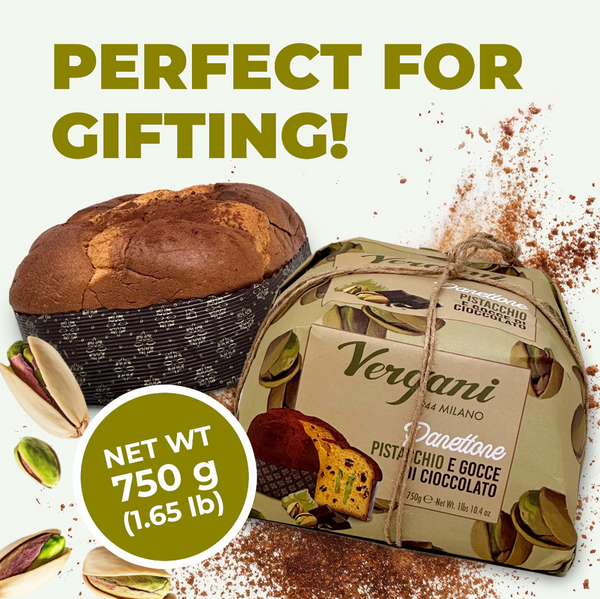 Vergani Milano Pistachio cream & Chocolate drops Panettone Gourmet 750g
