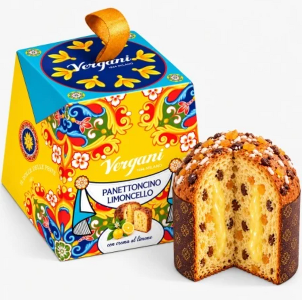 Vergani Milano Mini Panettone Sicily Trip Gift Box in Elegant Cardboard Box | Classic + Limoncello + Pistachio + Cannolo Panettoncino | 4X100g
