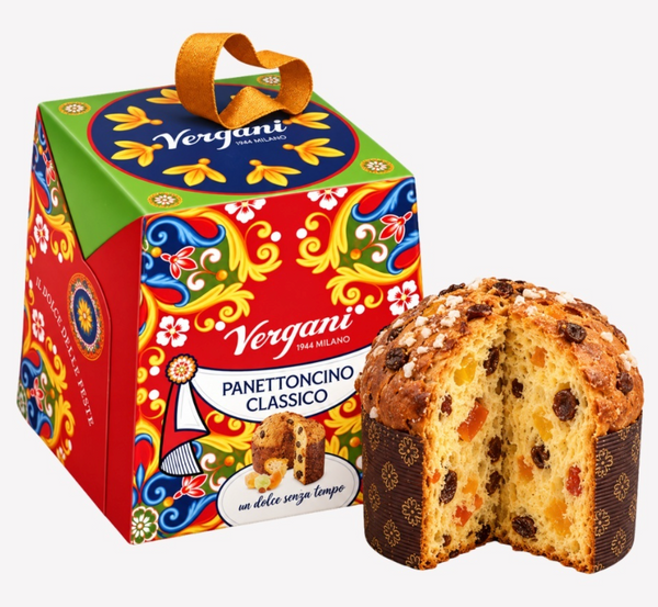 Vergani Milano Mini Panettone Sicily Trip Gift Box in Elegant Cardboard Box | Classic + Limoncello + Pistachio + Cannolo Panettoncino | 4X100g