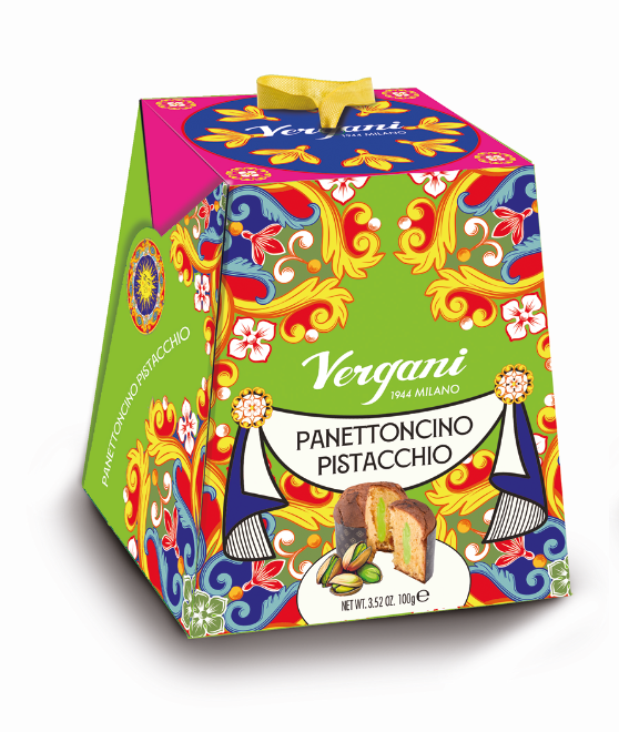 Vergani Milano Mini Panettone Sicily Trip Gift Box in Elegant Cardboard Box | Classic + Limoncello + Pistachio + Cannolo Panettoncino | 4X100g