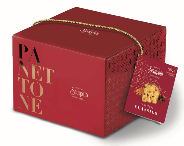 Scarpato Classic Panettone 500g, with candied Sicilian oranges and Diamante citron | in Elegant Gambero Rosso Box