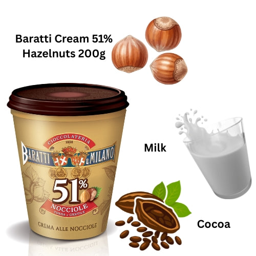 Premium Hazelnut Chocolate Spread Cream BARATTI 200g