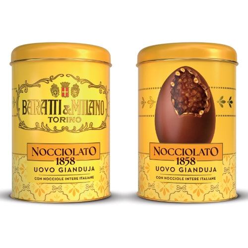 Baratti & Milano Nocciolato 1858 Chocolate Egg in Historical Tin Hazelnut and Gianduja 120g