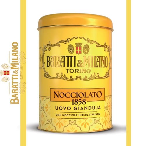 Baratti & Milano Nocciolato 1858 Chocolate Egg in Historical Tin Hazelnut and Gianduja 120g