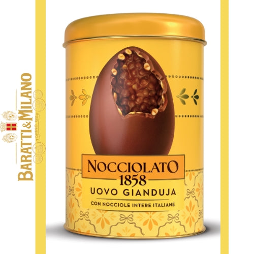 Baratti & Milano Nocciolato 1858 Chocolate Egg in Historical Tin Hazelnut and Gianduja 120g