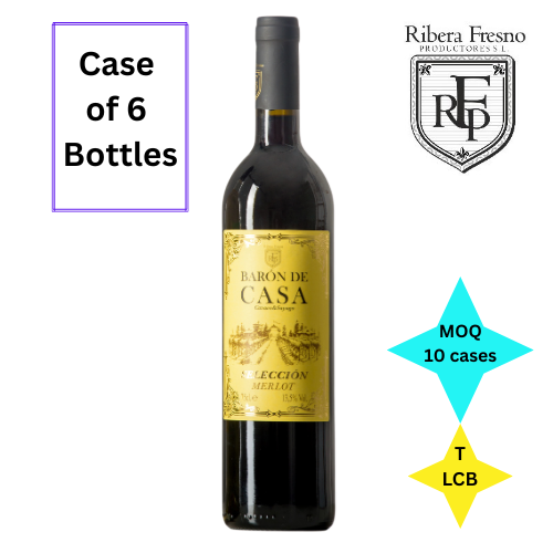Baron de Casa Seleccion Merlot 6X75cl 13.5% Vol. Vintage 2023 - Price X bottle £6.67 - MOQ 10 Cases