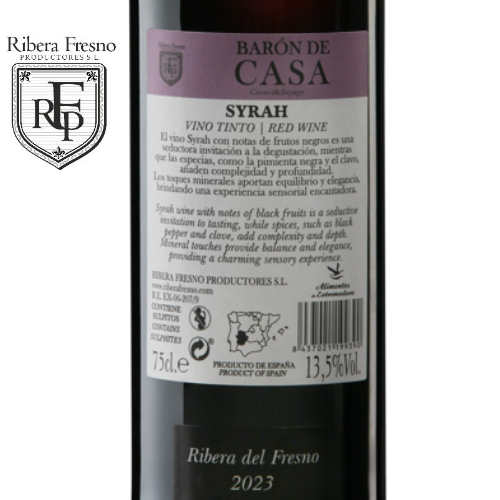 Baron de Casa Seleccion Syrah 6X75cl 13.5% Vol. Vintage 2023 - Price X bottle £6.67 - MOQ 10 Cases