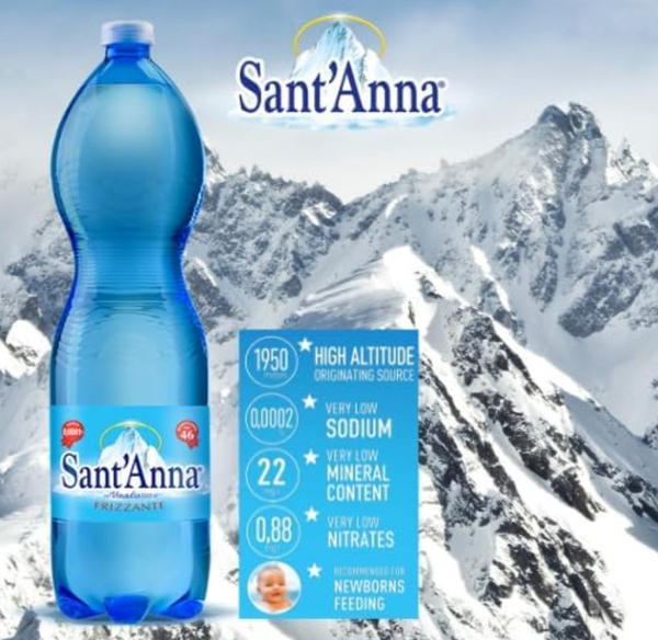 Acqua Sant'Anna Natural Sparkling Mineral Water | 12 X1.5L