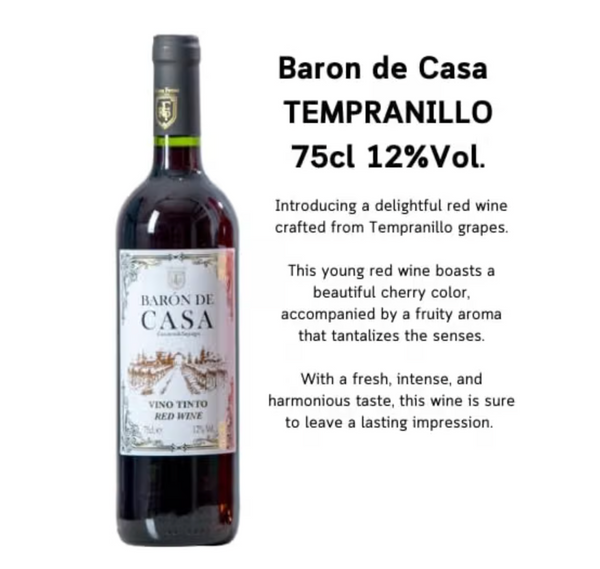 Baron de Casa Tempranillo + Rosè Blend + White Blend - 18X75cl - 12% Vol.